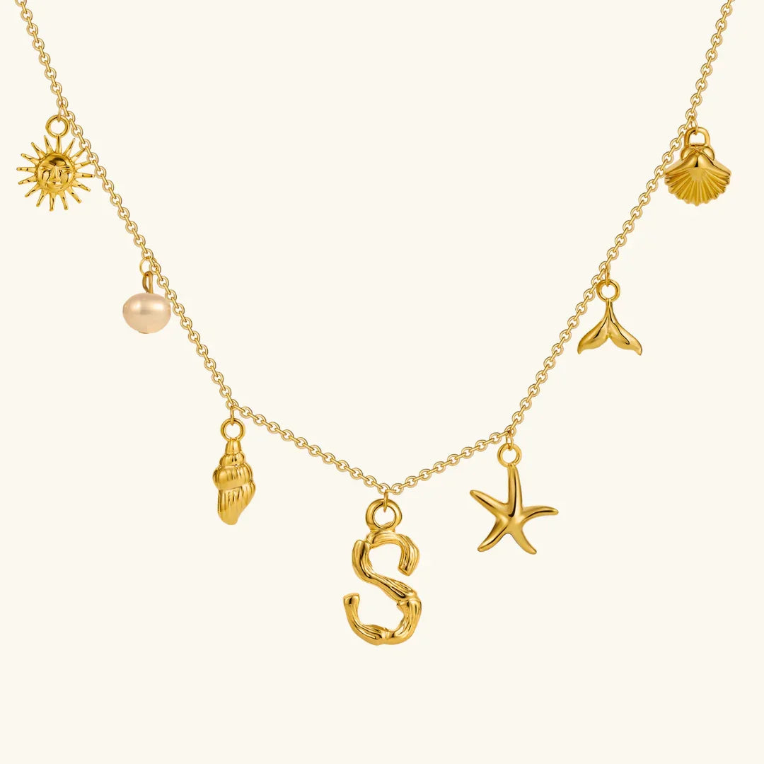 [Amore]Avaria Ocean Initial Necklace