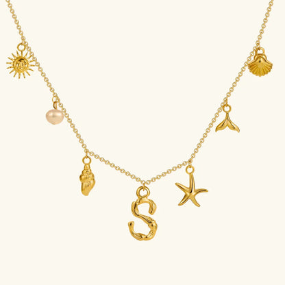 [Amore]Avaria Ocean Initial Necklace