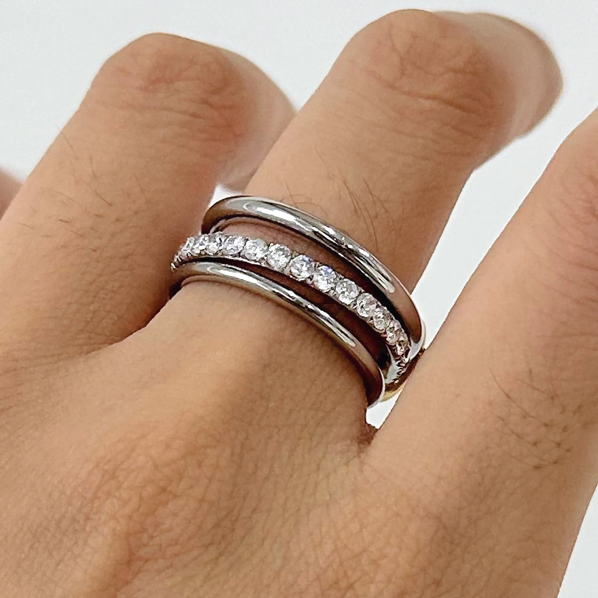 [Amore]Desiree Stacked Diamond Ring