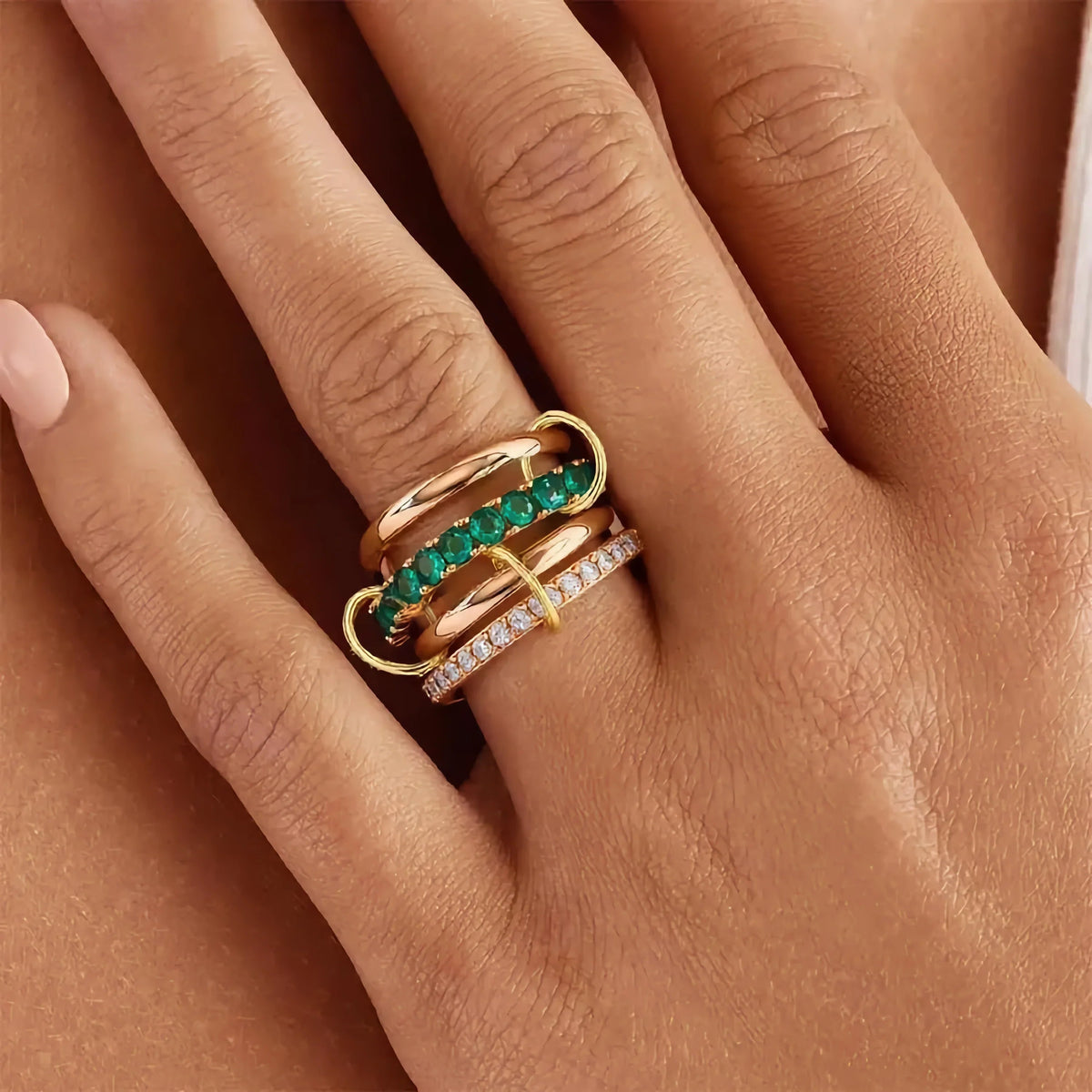 [Amore]Imani Stacked Diamond Ring