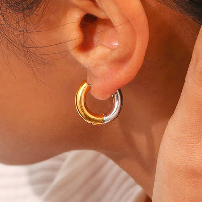 [Amore]Ingrid Two Tone Hoop Earring
