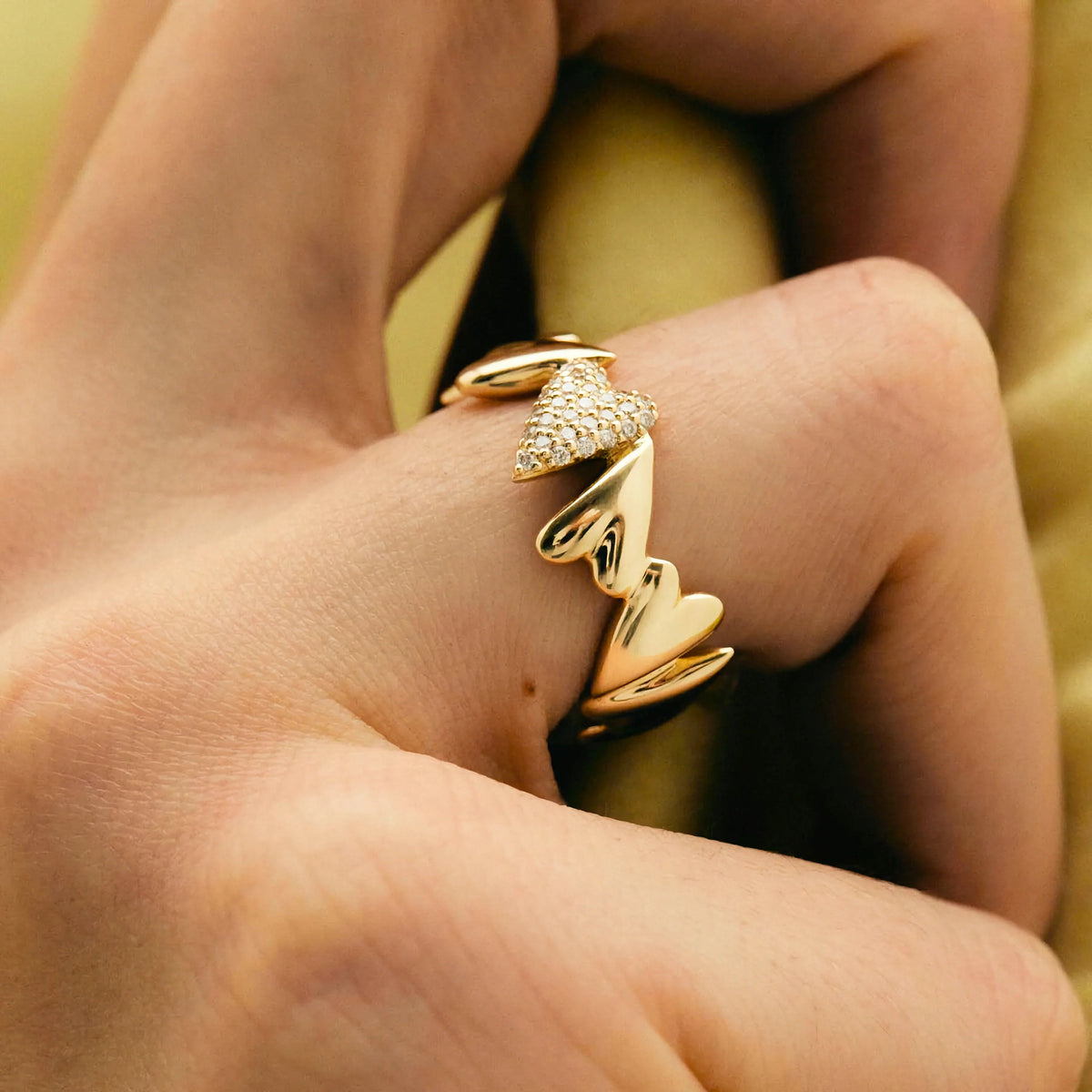 [Amore]Ciel Diamond Hearts Ring