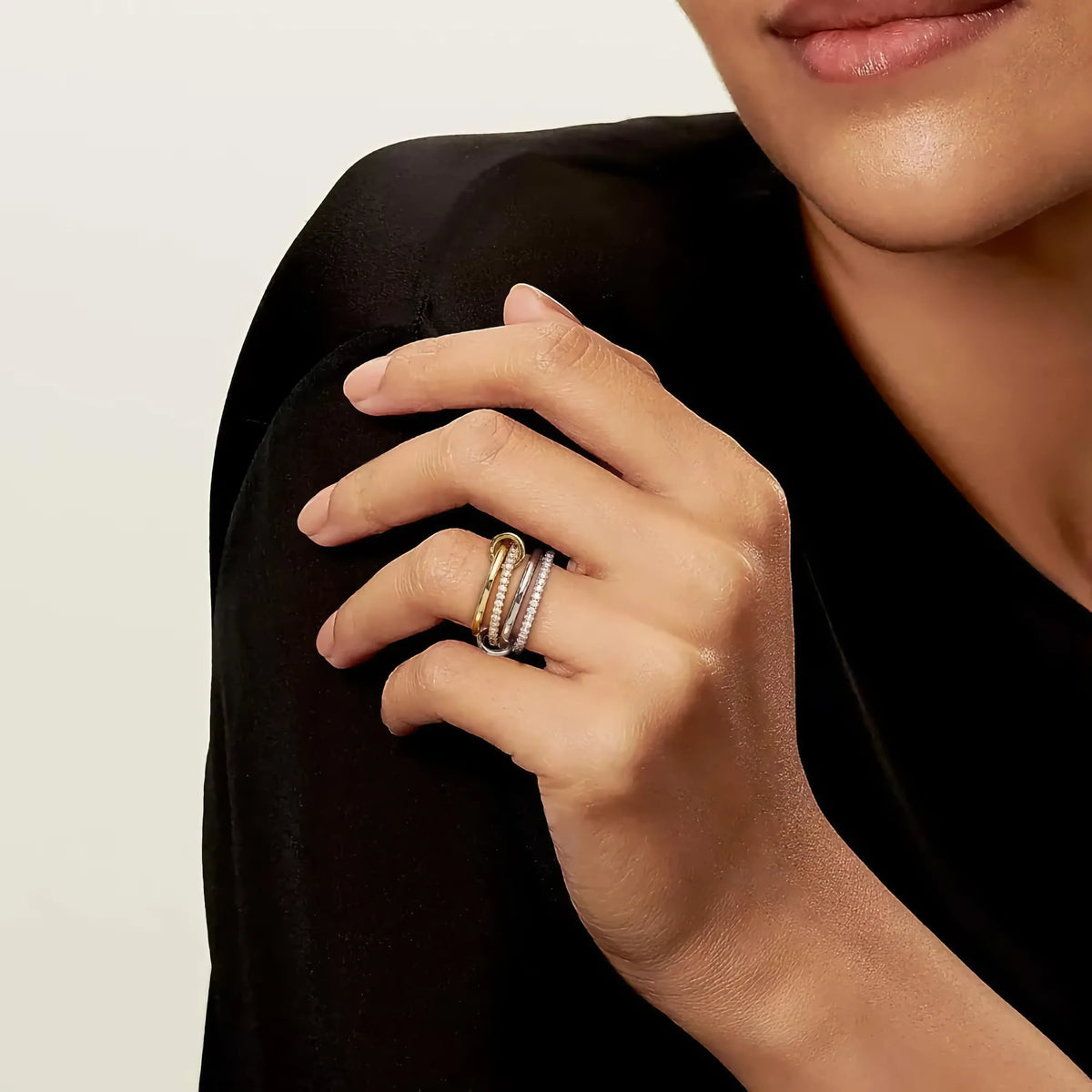 [Amore]Ivy Stacked Diamond Ring