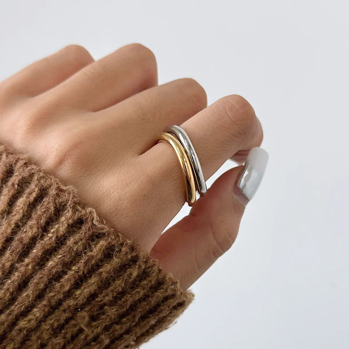 [Amore]Miley Gold & Silver Layered Rings