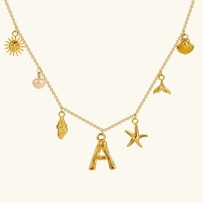 [Amore]Avaria Ocean Initial Necklace