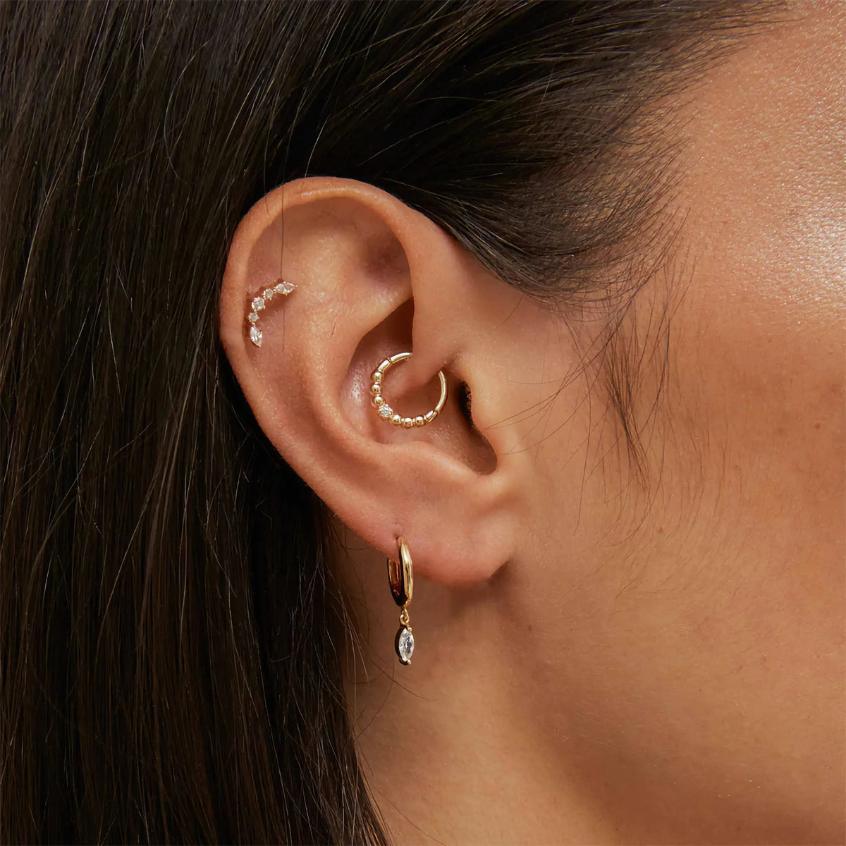 [Amore]Lacey Diamond Hoops