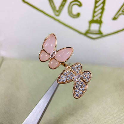 [Amore]TWIN BUTTERFLY NEW DIAMOND & PINK BUTTERFLY RING