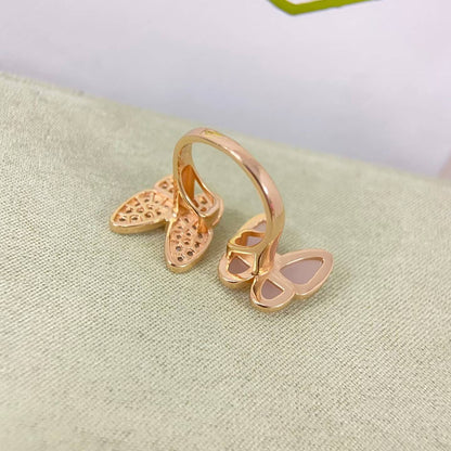 [Amore]TWIN BUTTERFLY NEW DIAMOND & PINK BUTTERFLY RING