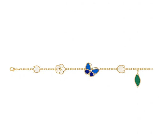 [Amore ]LUCKY SPRING GOLD BLUESTONE WHITE MOTHER-OF-PEARL BRACELET