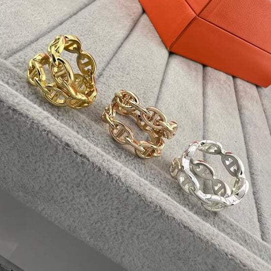 [Amore]GLOSSY FINISH SQUARE COMBINATION DOUBLE-LAYER PIG NOSE RING