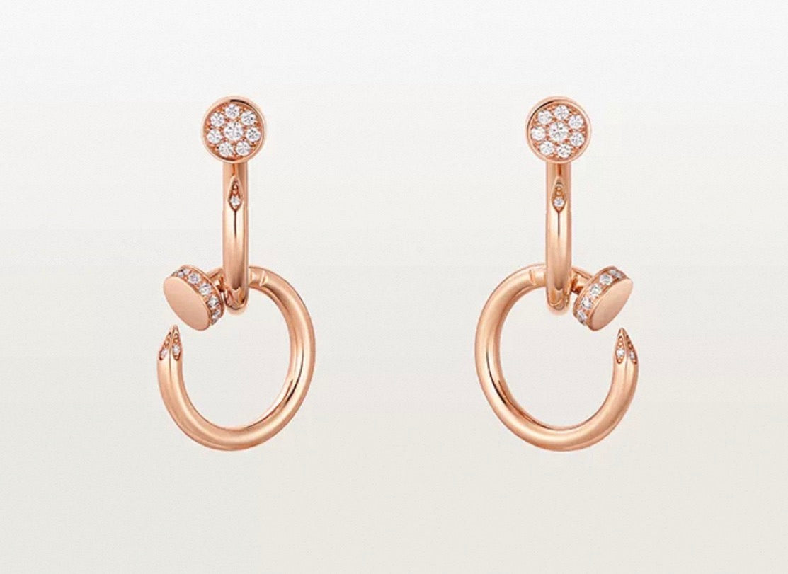 [Amore]NAIL COLLECTION DIAMOND SET DOUBLE HOOP EARRINGS