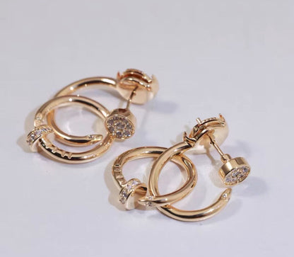 [Amore]NAIL COLLECTION DIAMOND SET DOUBLE HOOP EARRINGS