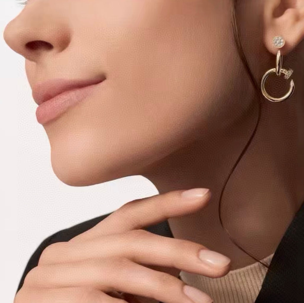 [Amore]NAIL COLLECTION DIAMOND SET DOUBLE HOOP EARRINGS