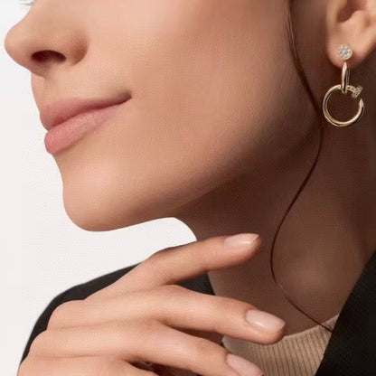 [Amore]NAIL COLLECTION DIAMOND SET DOUBLE HOOP EARRINGS