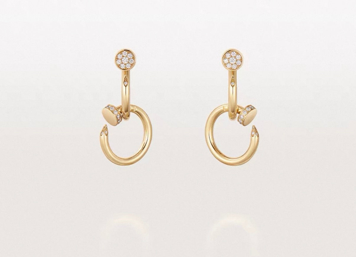 [Amore]NAIL COLLECTION DIAMOND SET DOUBLE HOOP EARRINGS