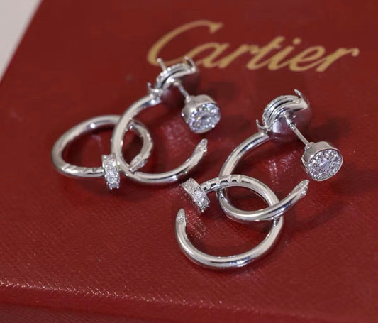 [Amore]NAIL COLLECTION DIAMOND SET DOUBLE HOOP EARRINGS