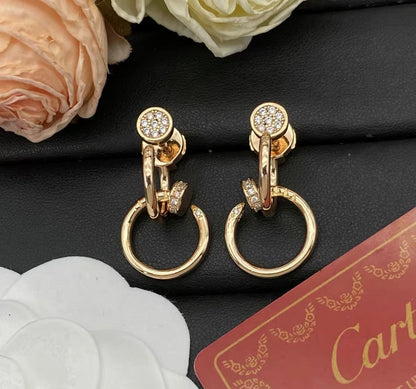 [Amore]NAIL COLLECTION DIAMOND SET DOUBLE HOOP EARRINGS