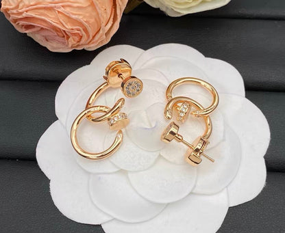 [Amore]NAIL COLLECTION DIAMOND SET DOUBLE HOOP EARRINGS