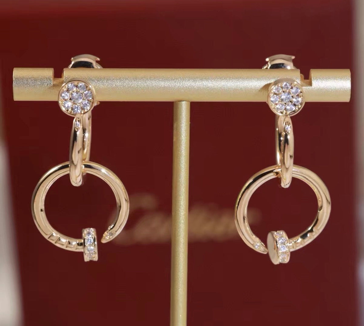 [Amore]NAIL COLLECTION DIAMOND SET DOUBLE HOOP EARRINGS