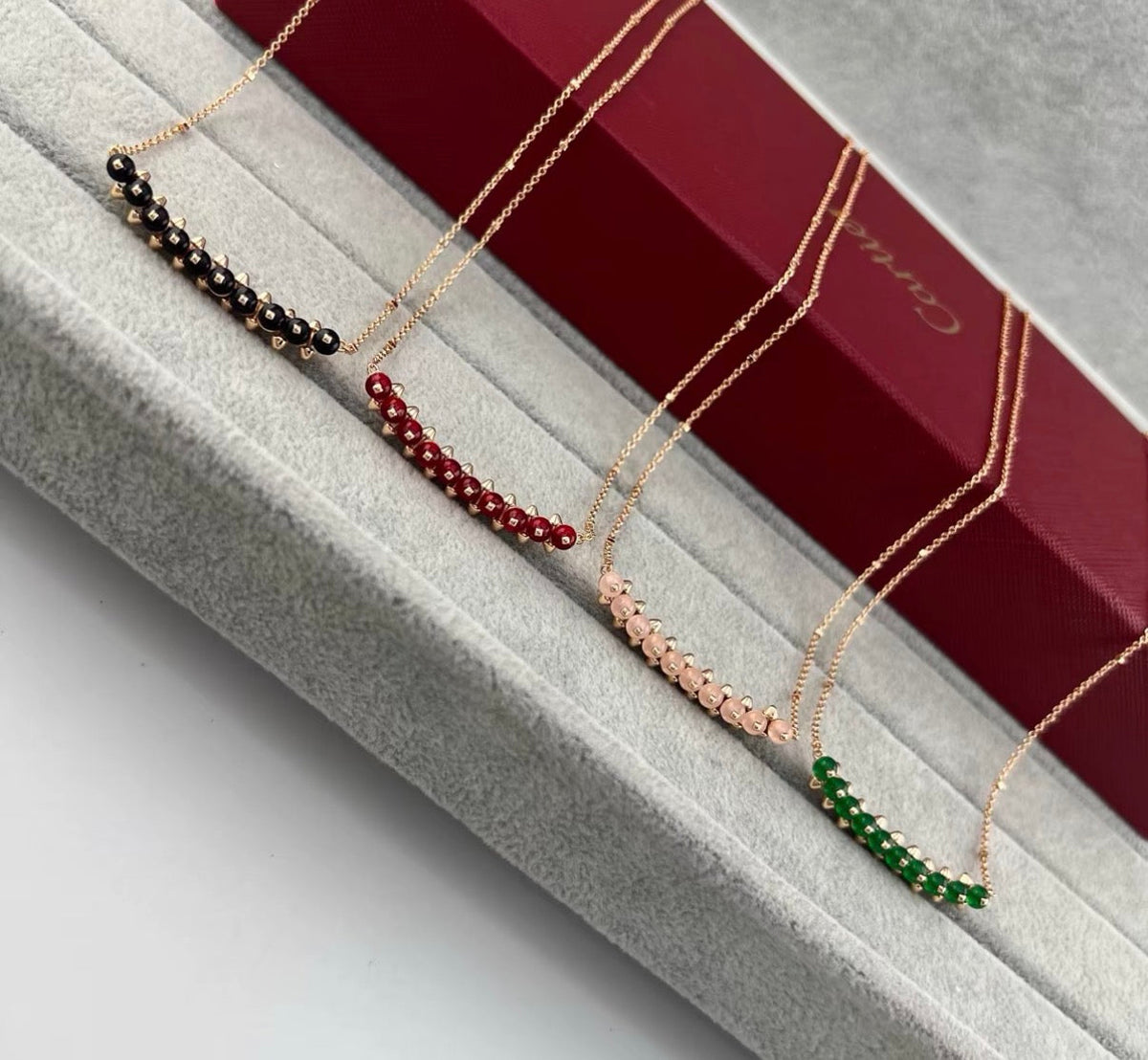 [：Amore]CLASH COLLECTION AGATE CHALCEDONY STUD NECKLACE