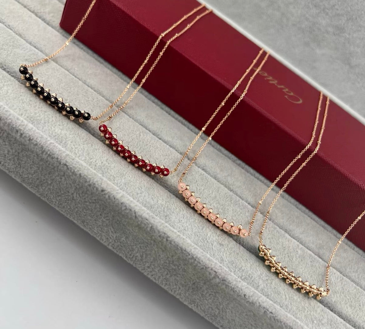 [：Amore]CLASH COLLECTION AGATE CHALCEDONY STUD NECKLACE