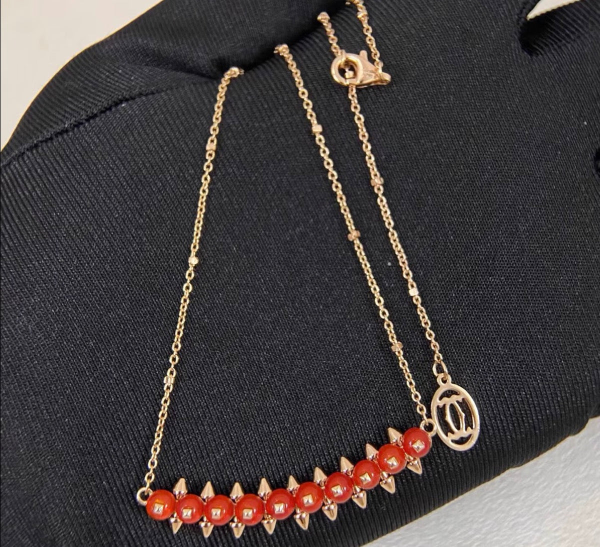 [：Amore]CLASH COLLECTION AGATE CHALCEDONY STUD NECKLACE