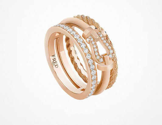 [Amore]FORCE 10 RISE SERIES LARGE-SIZED 18K GOLD HALF-SET DIAMOND RING