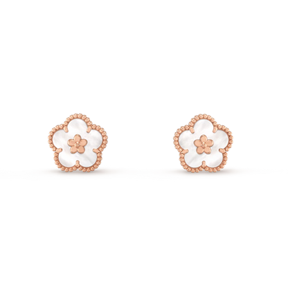 [Amore]LUCKY PINK GOLD WHITE MOP EARRINGS