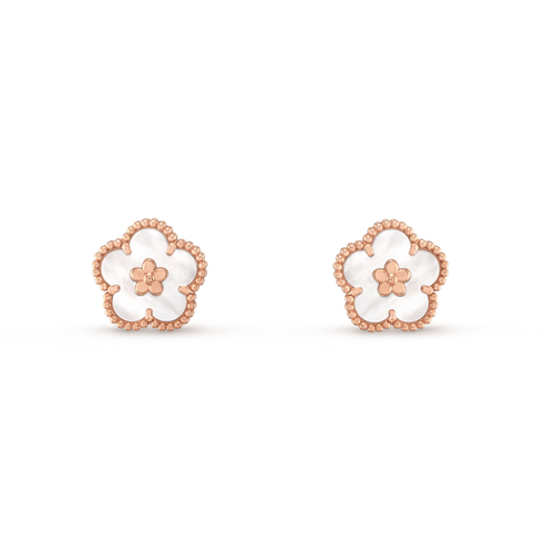 [Amore]LUCKY PINK GOLD WHITE MOP EARRINGS