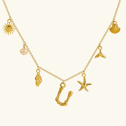 [Amore]Avaria Ocean Initial Necklace