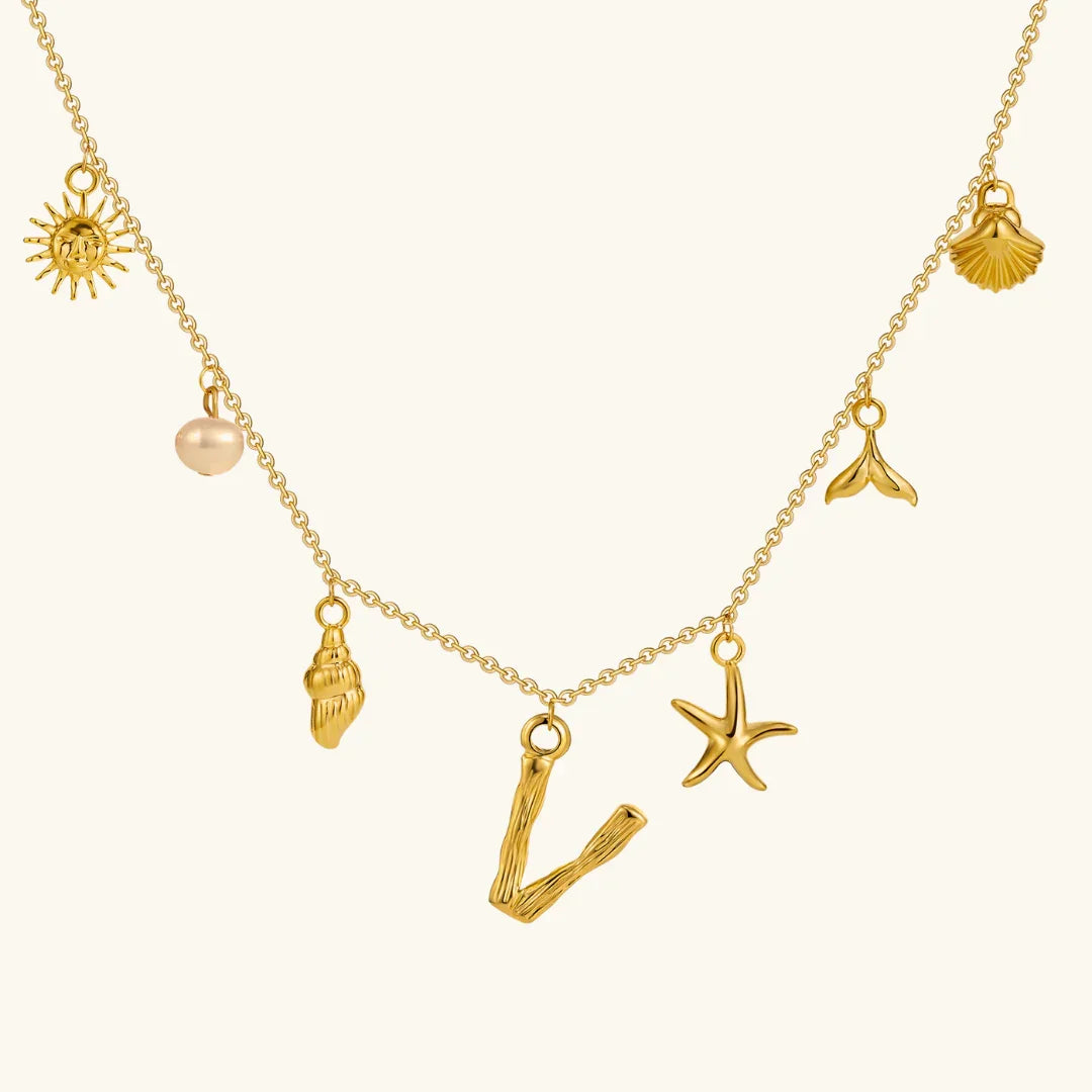 [Amore]Avaria Ocean Initial Necklace