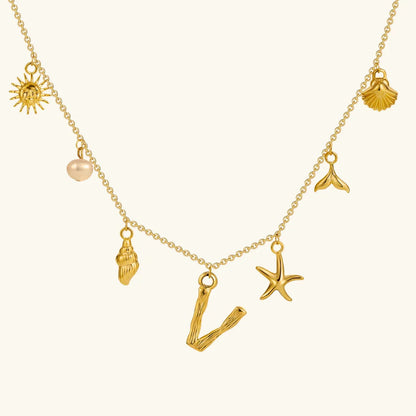 [Amore]Avaria Ocean Initial Necklace