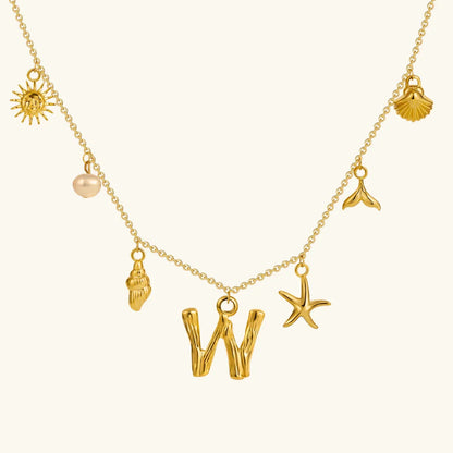 [Amore]Avaria Ocean Initial Necklace