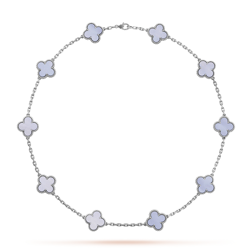 [Amore]CLOVER 10 MOTIFS BLUE CHALCEDONY NECKLACE