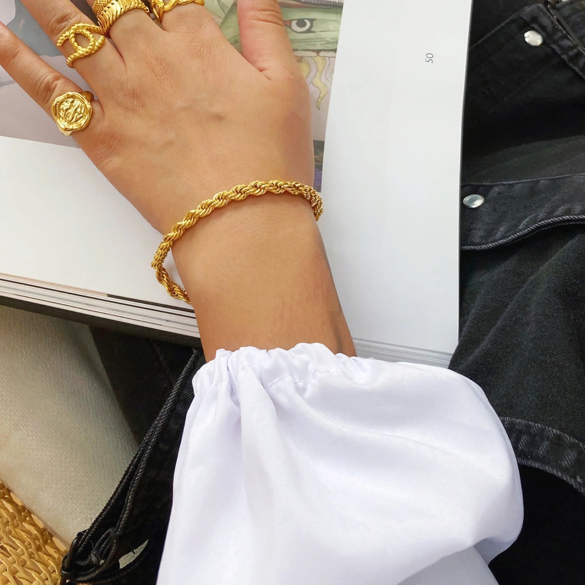 [Amore]Clara Rope Chain Gold Bracelet