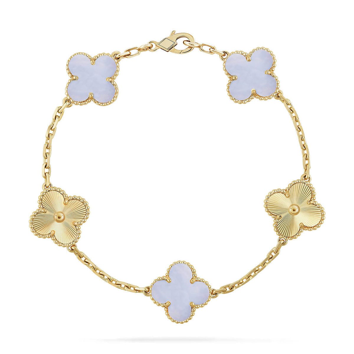 [Amore]LUCKY CLOVER 5-MOTIF BRACELET - PURPLE CHALCEDONY COLLECTION