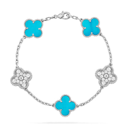 [Amore]LUCKY CLOVER 5-MOTIF BRACELET - TURQUOISE COLLECTION