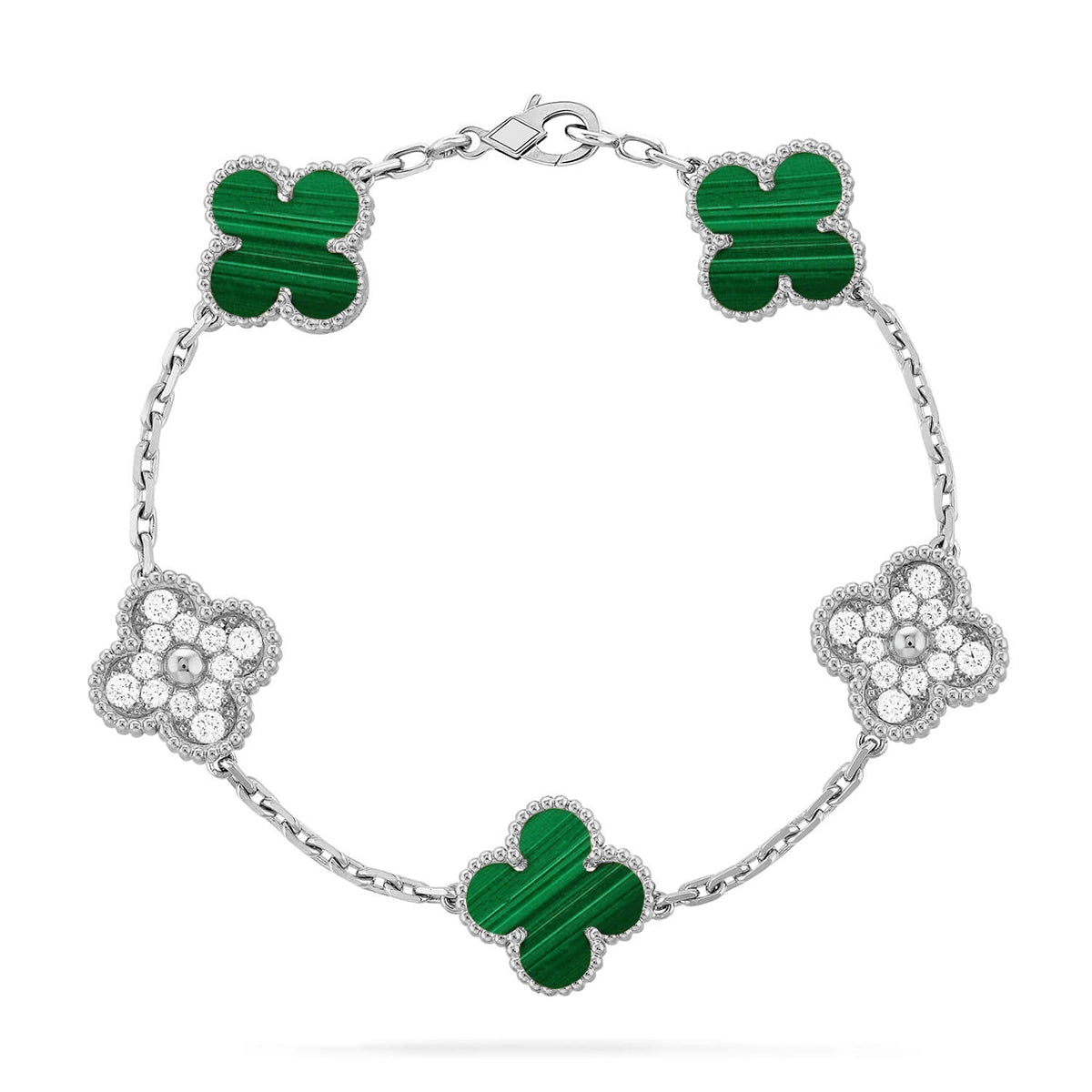[Amore]LUCKY CLOVER 5-MOTIF BRACELET - MALACHITE COLLECTION
