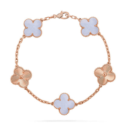 [Amore]LUCKY CLOVER 5-MOTIF BRACELET - PURPLE CHALCEDONY COLLECTION