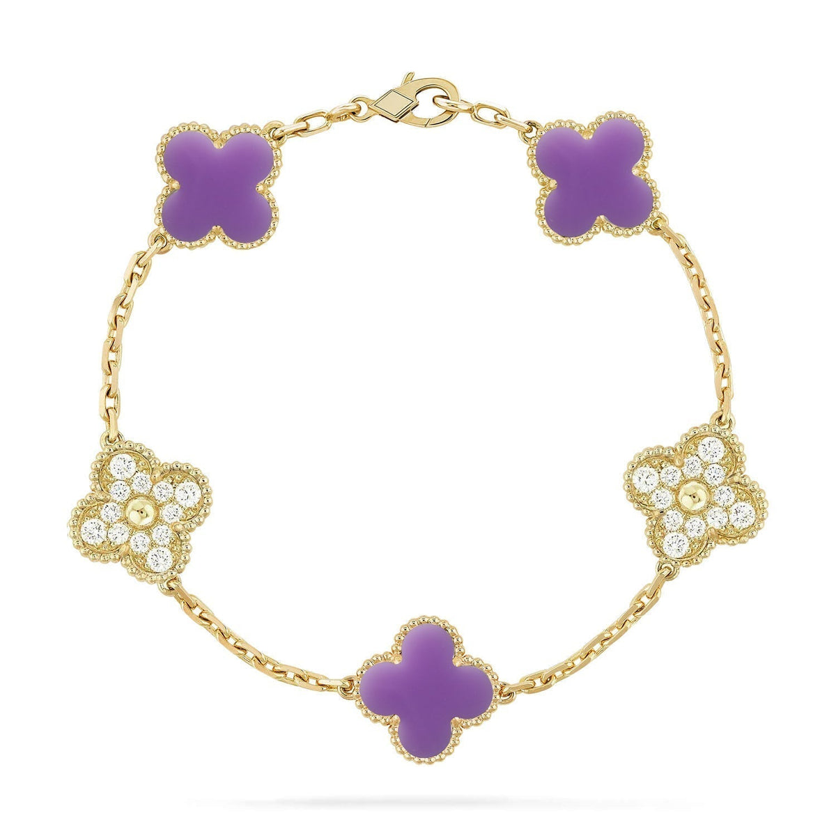 [Amore]LUCKY CLOVER 5-MOTIF BRACELET - LAVENDER COLLECTION