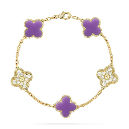 [Amore]LUCKY CLOVER 5-MOTIF BRACELET - LAVENDER COLLECTION