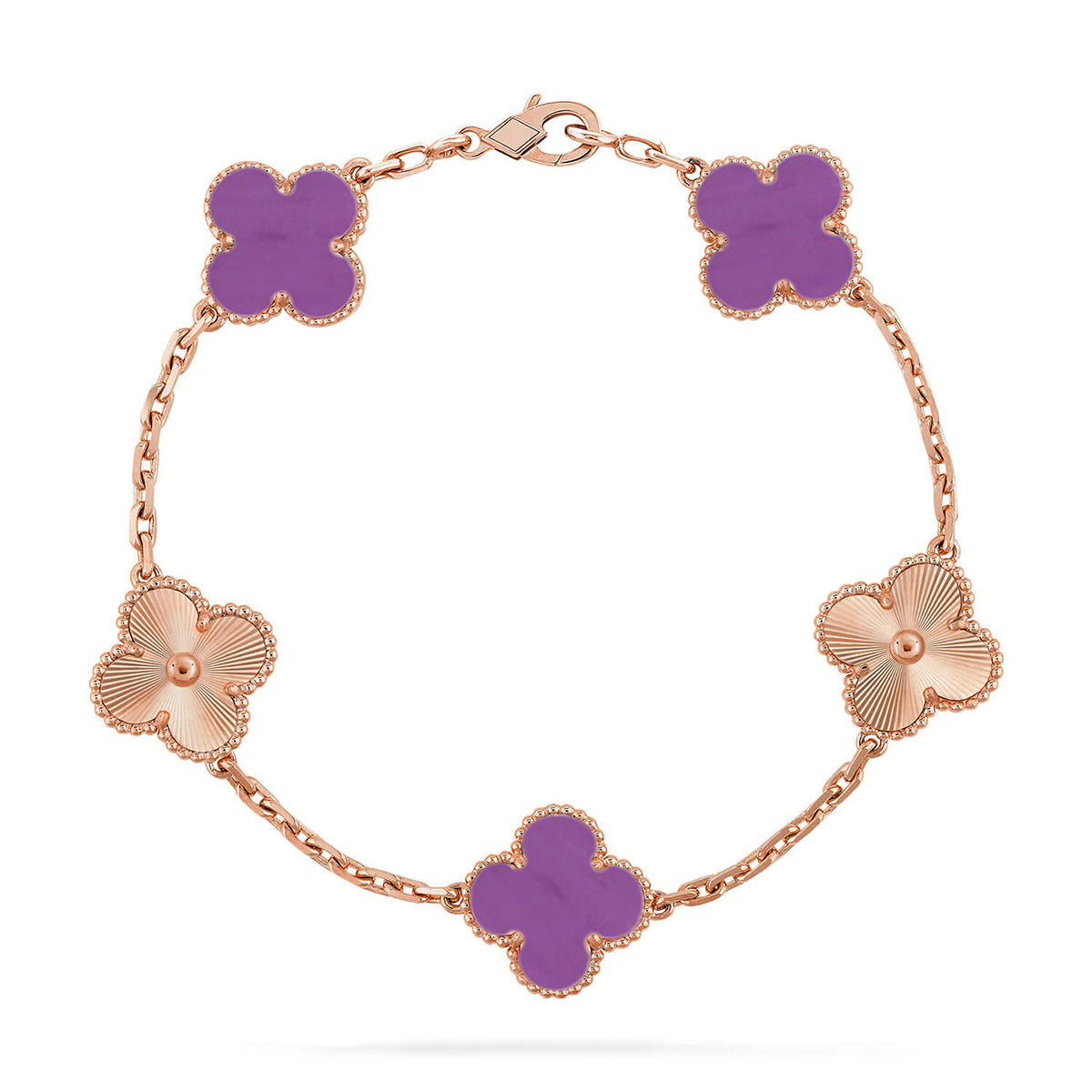 [Amore]LUCKY CLOVER 5-MOTIF BRACELET - VIOLET COLLECTION