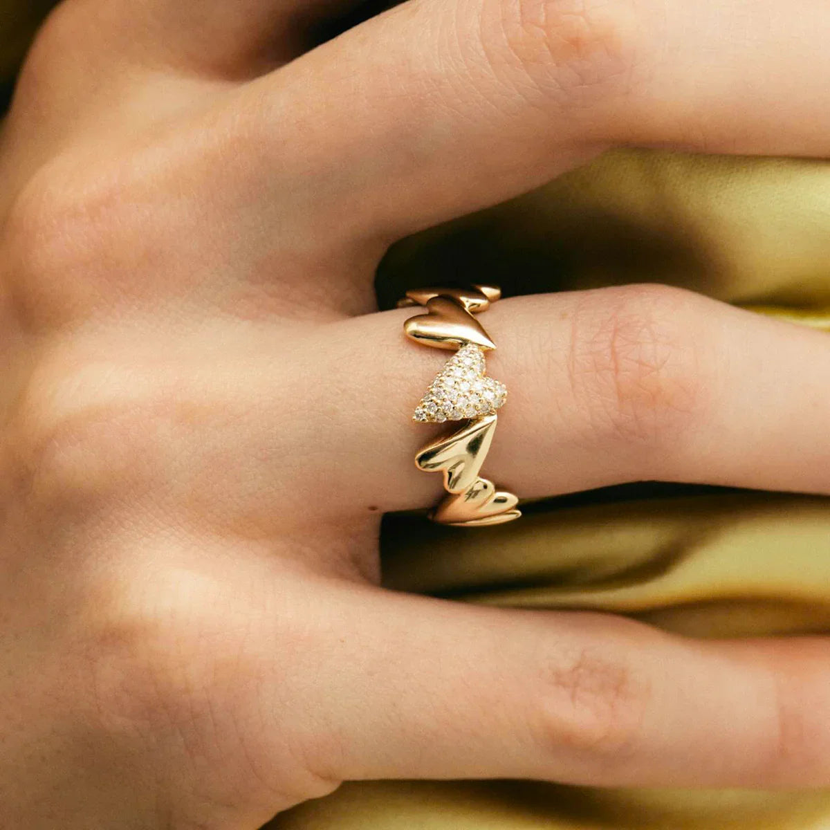 [Amore]Ciel Diamond Hearts Ring