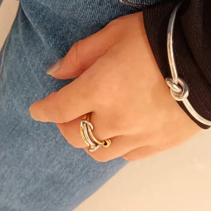 [Amore]Jessica Two-Tone Ring Stack