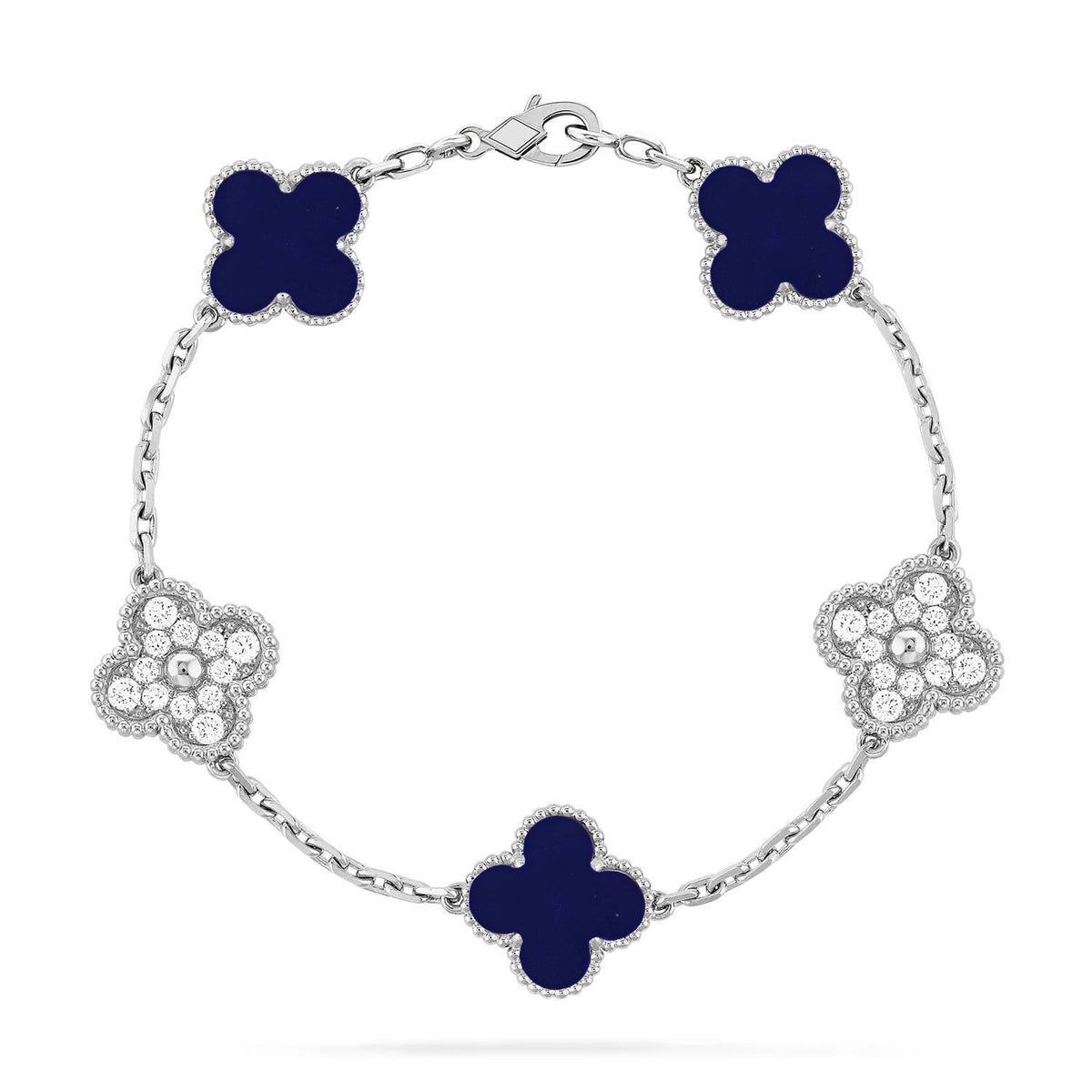 [Amore]LUCKY CLOVER 5-MOTIF BRACELET - LAPIS LAZULI COLLECTION