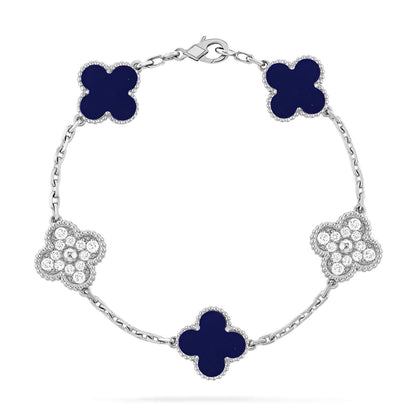 [Amore]LUCKY CLOVER 5-MOTIF BRACELET - LAPIS LAZULI COLLECTION