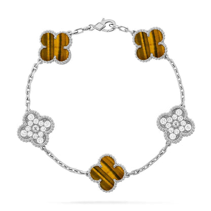 [Amore]LUCKY CLOVER 5-MOTIF BRACELET -  TIGER’S EYE COLLECTION