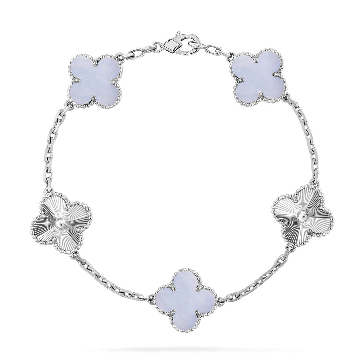 [Amore]LUCKY CLOVER 5-MOTIF BRACELET - PURPLE CHALCEDONY COLLECTION