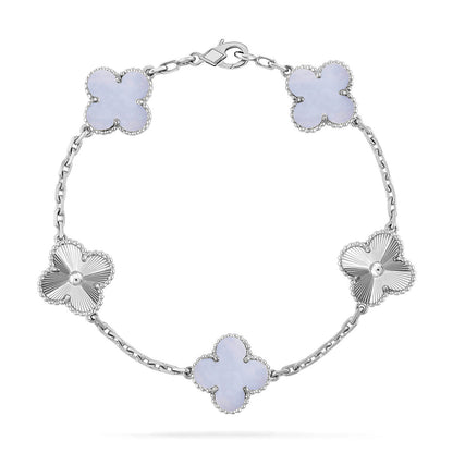 [Amore]LUCKY CLOVER 5-MOTIF BRACELET - PURPLE CHALCEDONY COLLECTION