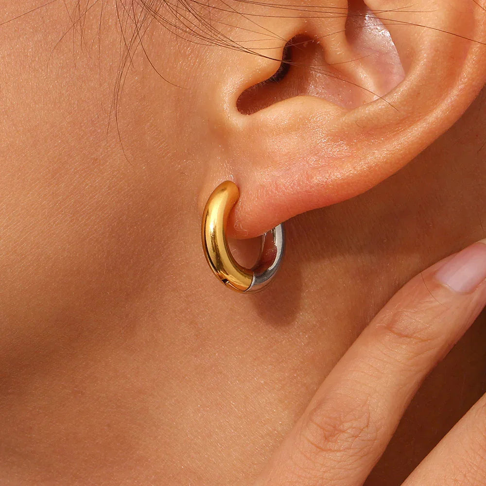 [Amore]Ingrid Two Tone Hoop Earring